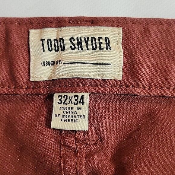 Todd Snyder Jeans Mens 32x34 Rust Red Slim Fit 5 Pocket Stretch Denim Pants NYC - Picture 9 of 11